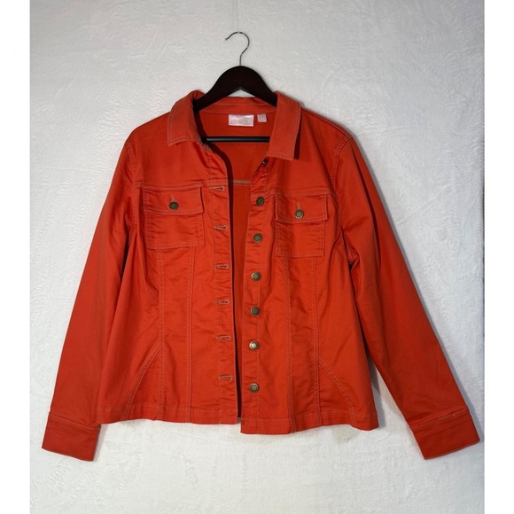 Belle by Kim Gravel Orange Button Front Blazer Jacket Womens Size L - Picture 2 of 8